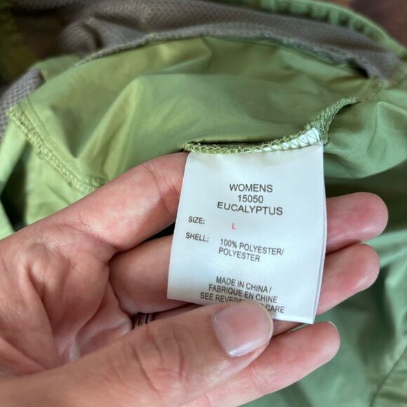 Woolrich Women's Large Windbreaker Hooded Zip Up Jacket Green - Picture 8 of 9